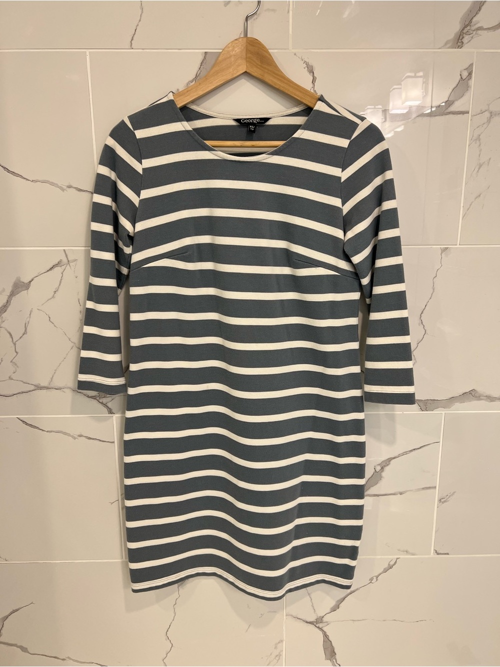 Women's Striped Cotton Sheath Dress in Blue and White Fits Size Small Ladies
